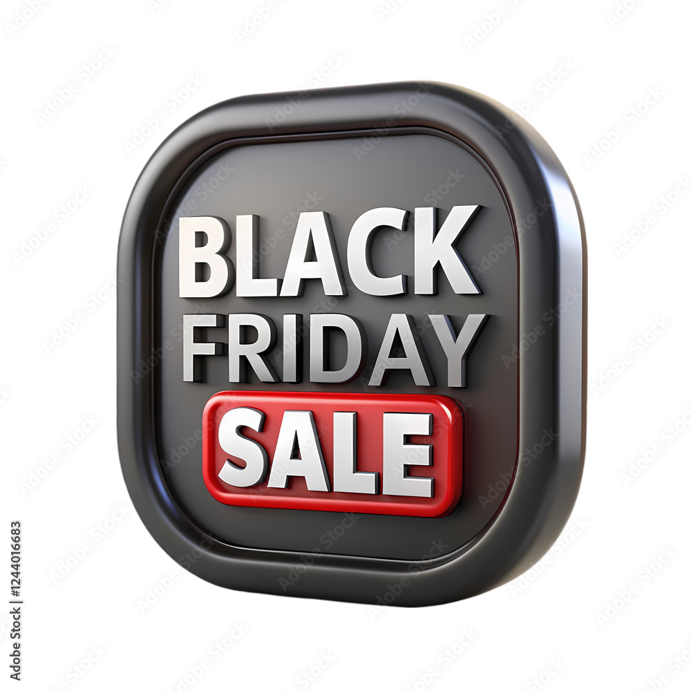 Black friday sale announcement modern 3d render design graphic red tag on transparent background Black friday sale announcement modern 3d render design graphic red tag on transparent background
