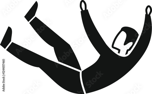 Simple icon of a man falling down, arms and legs outstretched, conveying a sense of helplessness or sudden descent