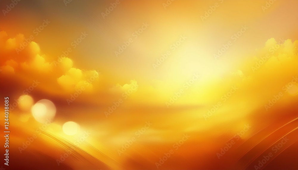 Naklejka premium a blurred golden warm yellow and orange abstract sunny summer sky background illustration