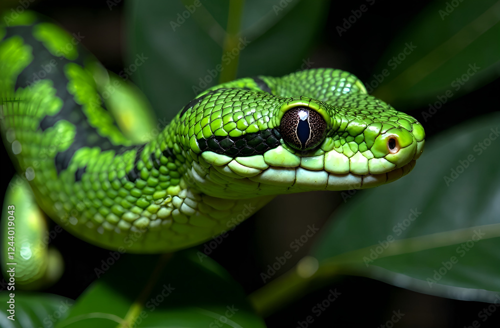 close up of a green snake close up of a green snake