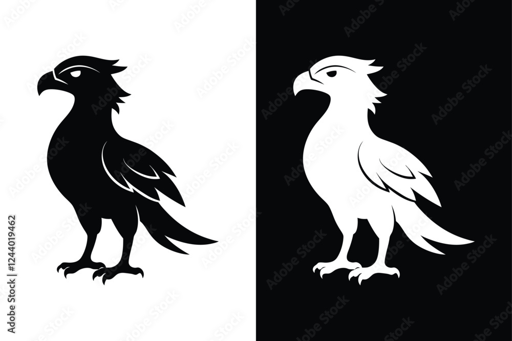 Obraz premium Majestic Osprey Silhouette Vector Icon in Black & White.