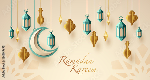 Islamic Festive Ramadan Kareem -  Paper Art Origami Hanging Deco