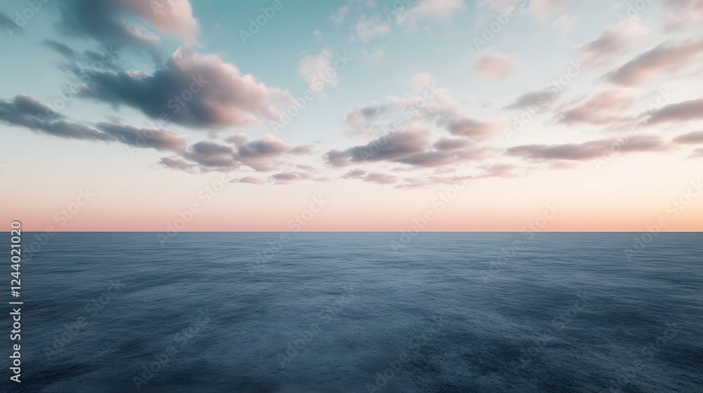 Fototapeta premium Serene Seascape with Dramatic Cloudy Sky and Soft Ambient Lighting