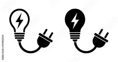 żarówka i wtyczka elektryczna, ikona zasilania