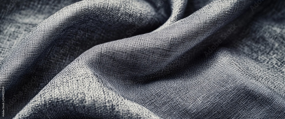 Fototapeta premium Close-up textured grey fabric with intricate weave pattern