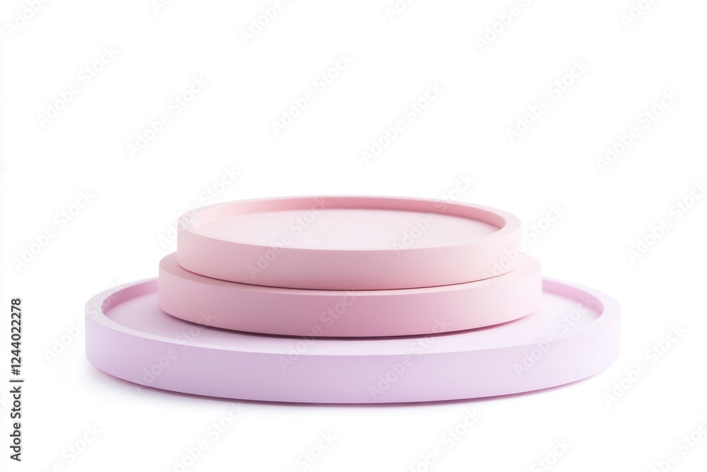 Three pink plates stacked on top of each other Three pink plates stacked on top of each other
