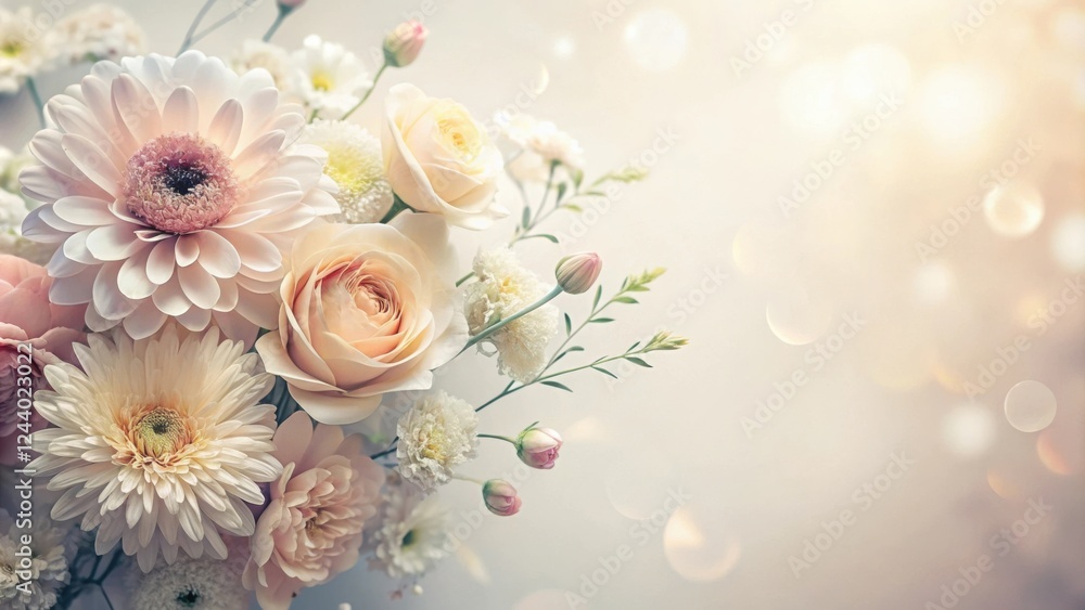 A Delicate Bouquet of Pastel Roses and Gerbera Daisies A Delicate Bouquet of Pastel Roses and Gerbera Daisies