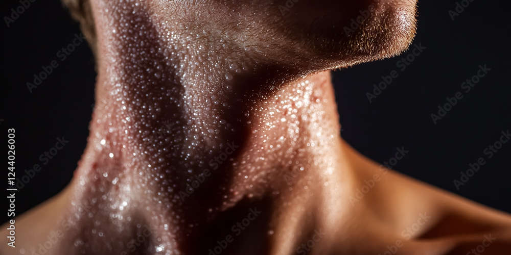 Fototapeta premium Close-up of irritated human skin with visible redness and rash texture, showing signs of inflammation or allergic reaction, suitable for medical and dermatology concepts.