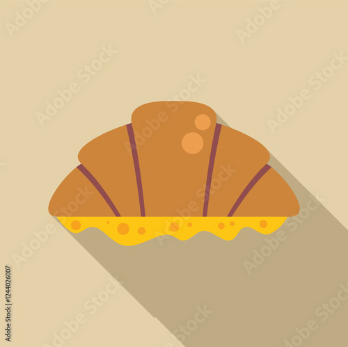 Golden brown croissant pastry dipped in melted cheese, creating a sweet and savory breakfast treat
