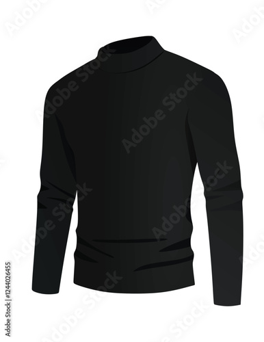 Black  long neck t shirt. vector illustration