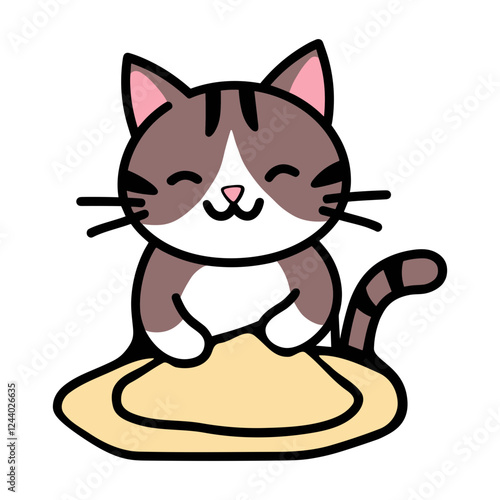Cute Cat Kneading Dough Illustration