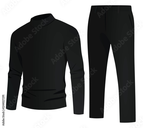 Long sleeve t shirt and chino pants. vector
