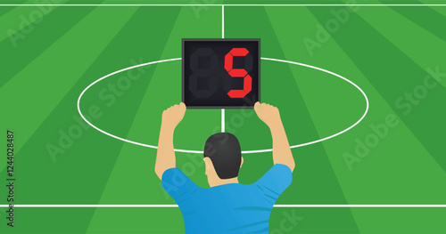 Referee hold panel with stoppage time. vector