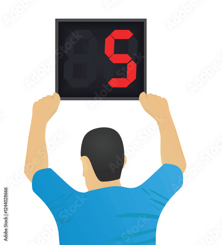 Referee hold panel with stoppage time. vector