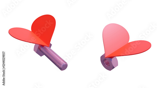 Bolt Nut Red Hearts