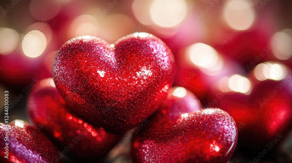 A cluster of red hearts in focus A cluster of red hearts in focus