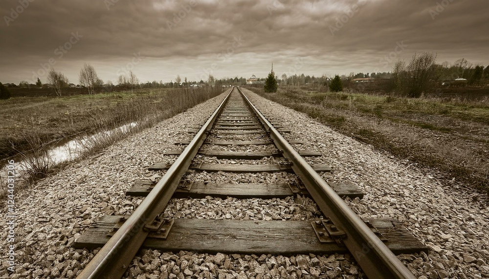 Fototapeta premium 흐린 날씨의 오래된 철길