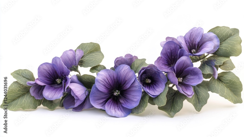 Obraz premium A cluster of purple flowers resting on a clean white background