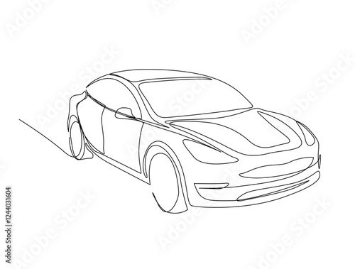 Continuous one line drawing of modern sport car. Supercar in single line draw illustration. Editable stroke.