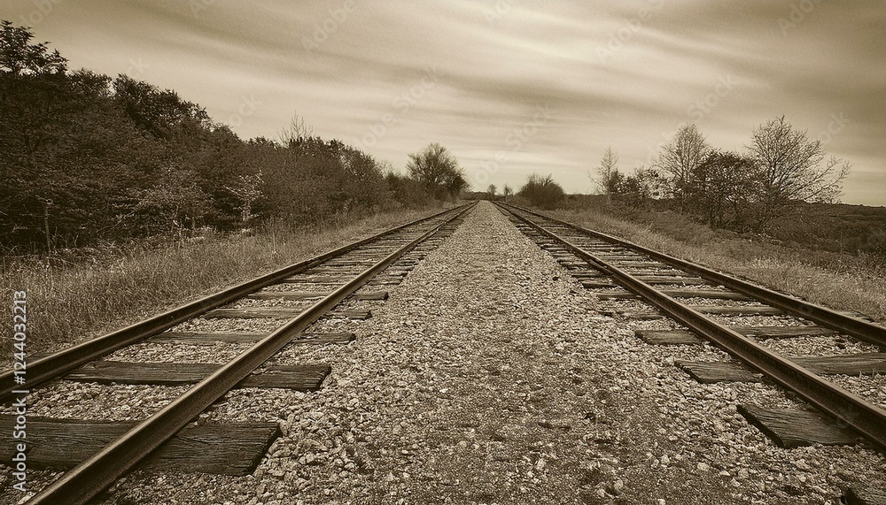 Fototapeta premium 흐린 날씨의 오래된 철길