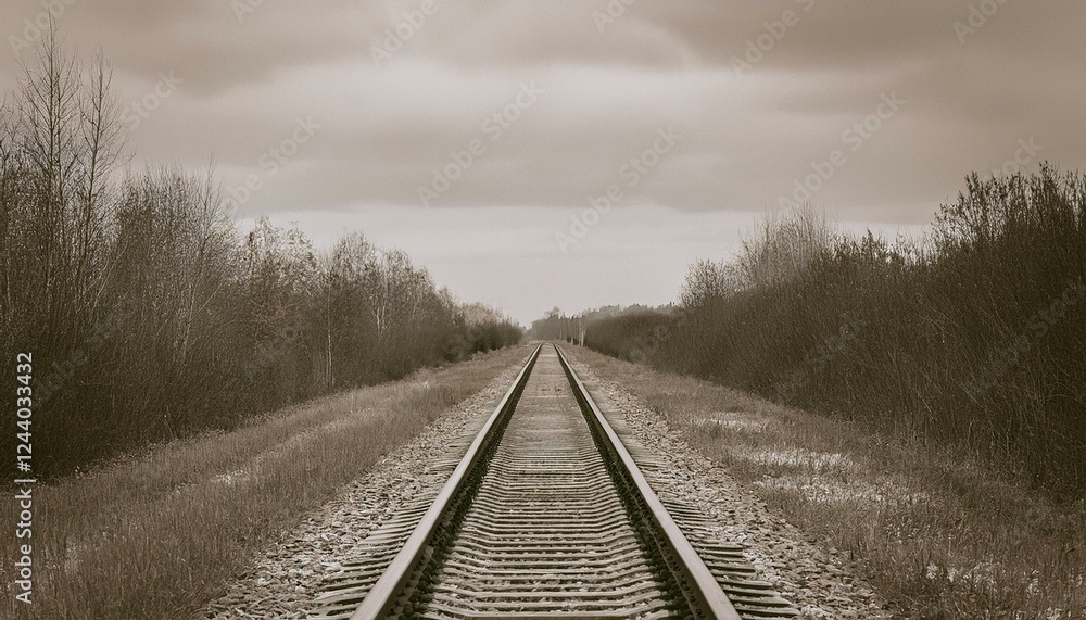 Fototapeta premium 흐린 날씨의 오래된 철길
