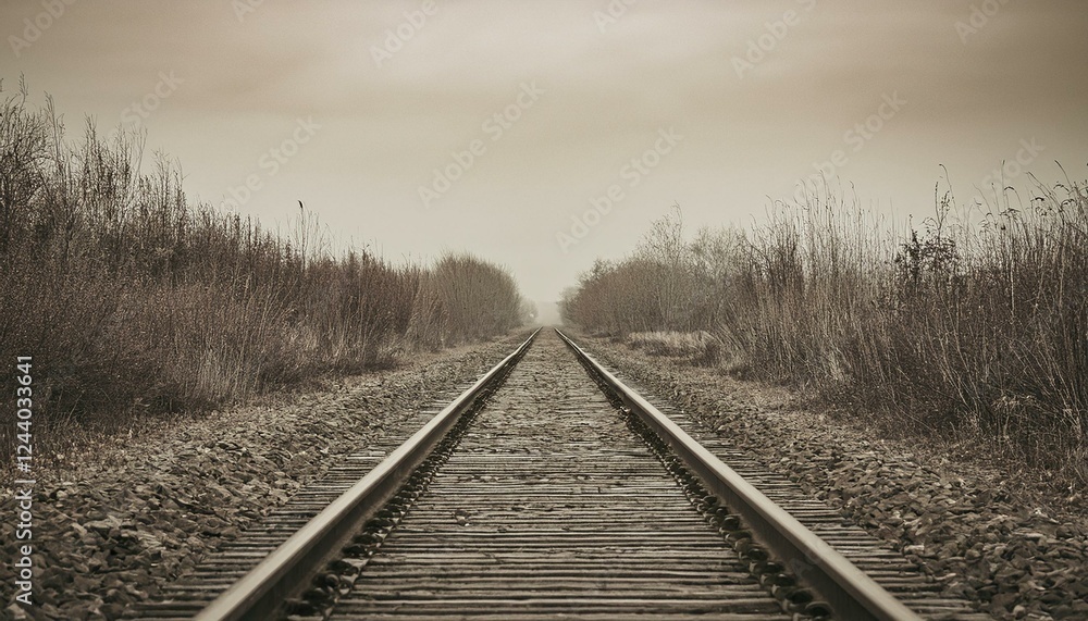 흐린 날씨의 오래된 철길