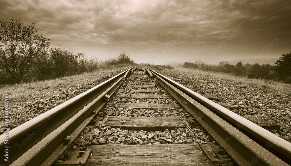 Fototapeta premium 흐린 날씨의 오래된 철길