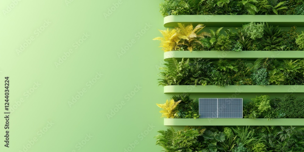 Obraz premium Sustainable green wall installation urban environment nature eco-friendly design aesthetic viewpoint