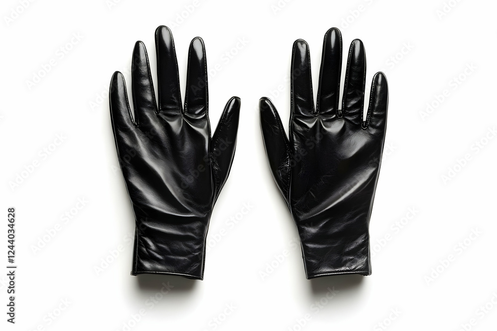Obraz premium Black leather gloves, studio shot, white background, fashion accessory