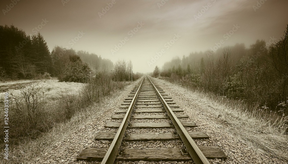 Fototapeta premium 흐린 날씨의 오래된 철길