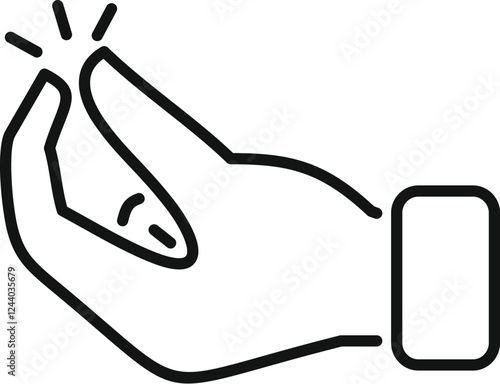 Snapping fingers creating clicking sound, thin line icon, hand gesture