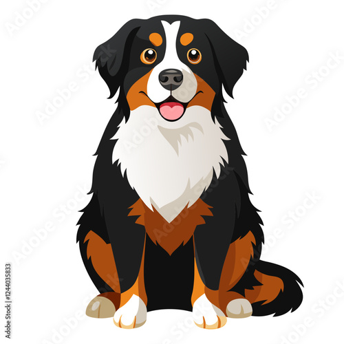 bernese mountain dog isolated on white, Color vector illustration. Pet animal  