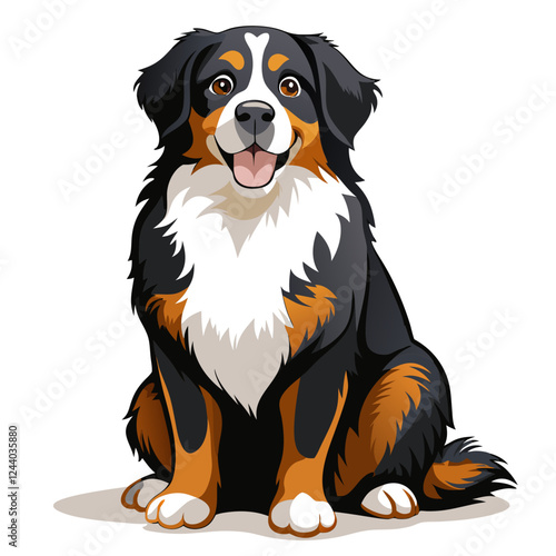 bernese mountain dog isolated on white, Color vector illustration. Pet animal  