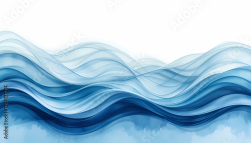 Soft flowing blue wave background design, gentle gradient curves, tranquil art