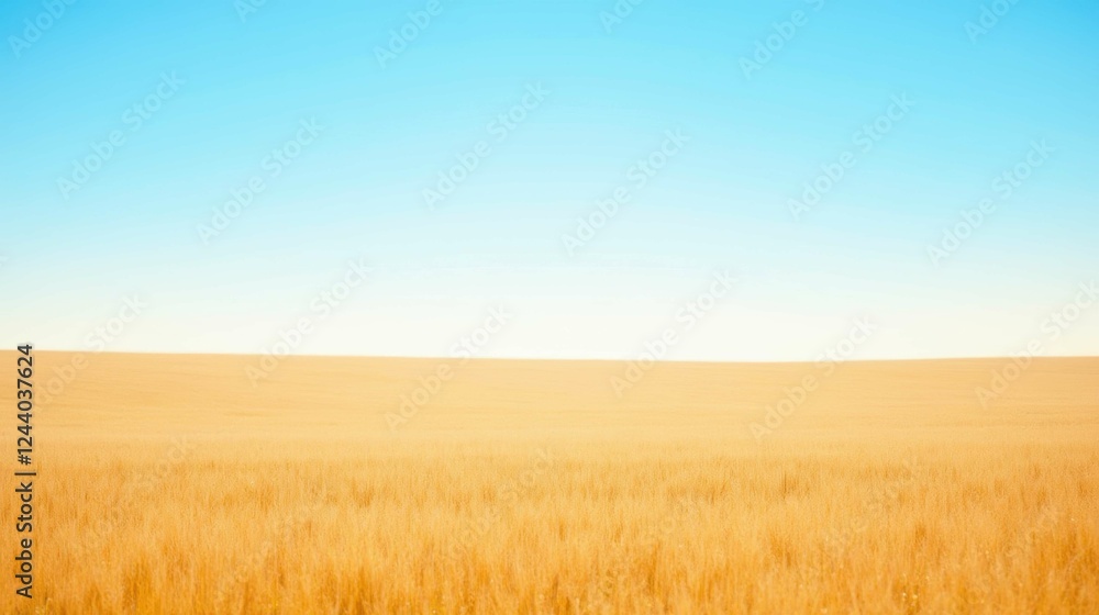 Serene Golden Field Under Clear Blue Sky at Dusk During Summer Serene Golden Field Under Clear Blue Sky at Dusk During Summer