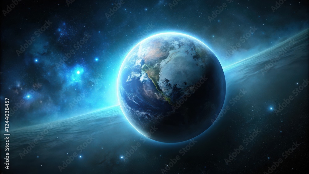 A Celestial Orb Glowing Brightly in the Vast Expanse of Space A Celestial Orb Glowing Brightly in the Vast Expanse of Space