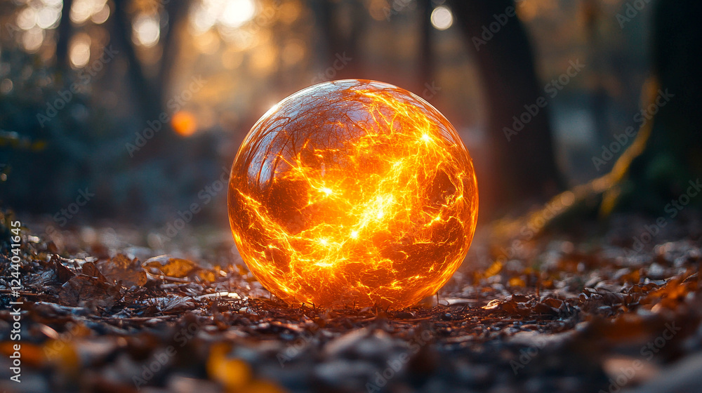 A glass sphere containing an image of a seething, fiery substance resembling lava or plasma. A glass sphere containing an image of a seething, fiery substance resembling lava or plasma.