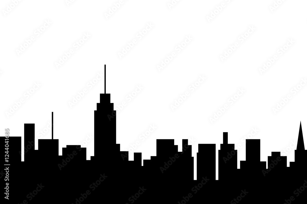 Fototapeta premium City skyline vector illustration. Landscape cityscape in flat style. City silhouette. Cityscape backgrounds. Daytime city skyline.