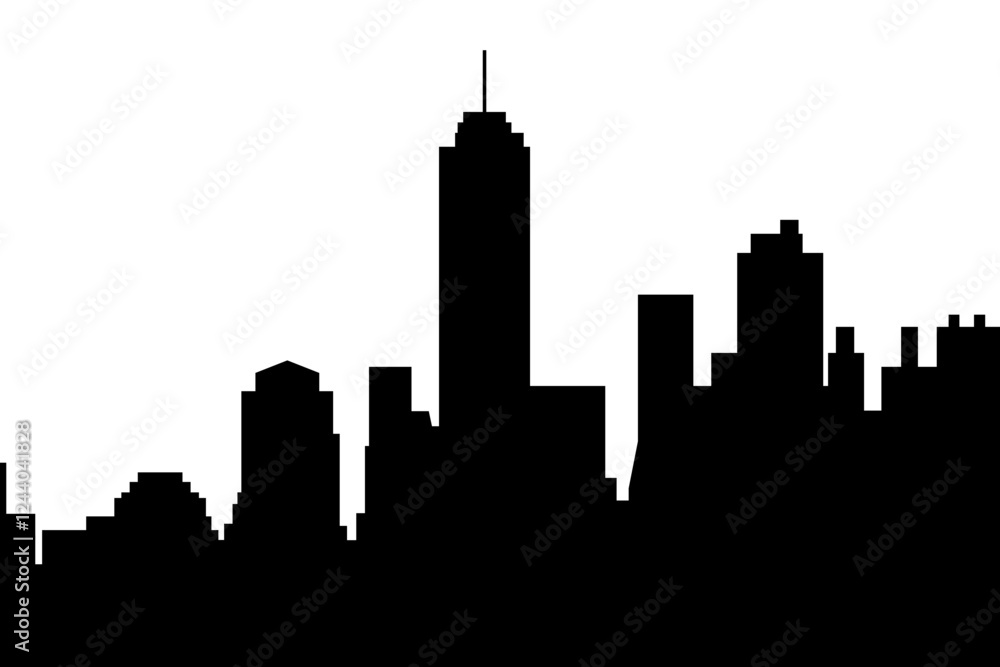 City skyline vector illustration. Landscape cityscape in flat style. City silhouette. Cityscape backgrounds. Daytime city skyline.
