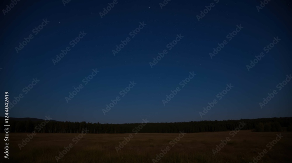 Serene Night Sky Over Expansive Field with Stars and Moonlight Serene Night Sky Over Expansive Field with Stars and Moonlight