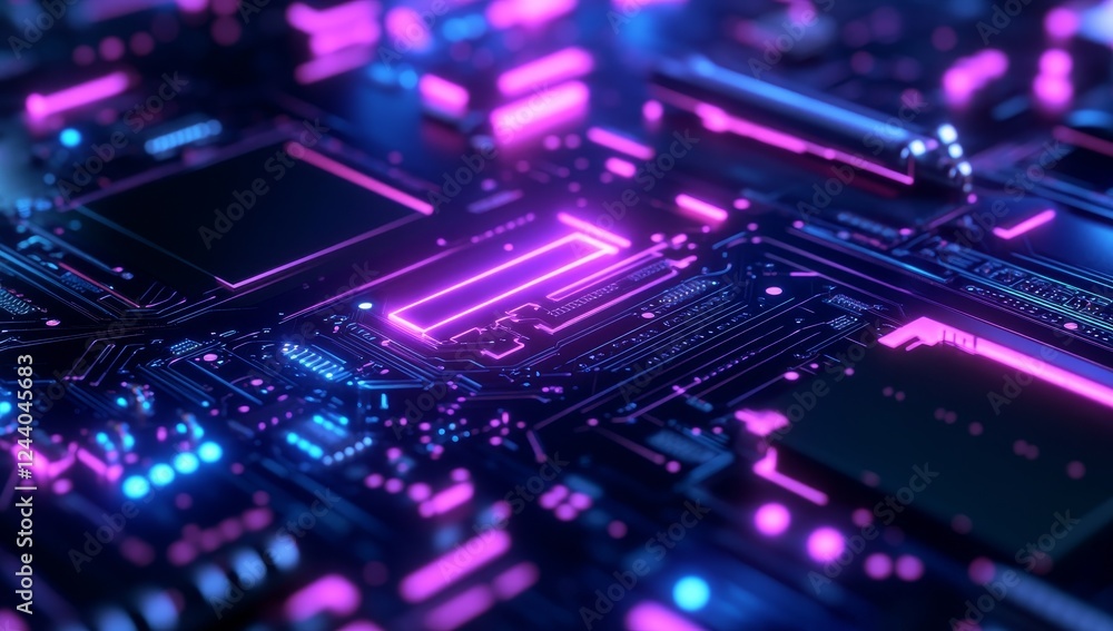 Glowing Circuit Board, Tech, Abstract Background, Future, Design Glowing Circuit Board, Tech, Abstract Background, Future, Design