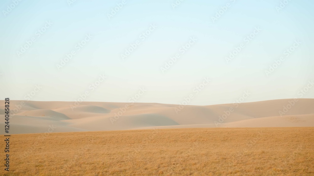 Fototapeta premium Tranquil Desert Landscape with Warm Golden Hues and Soft Dunes
