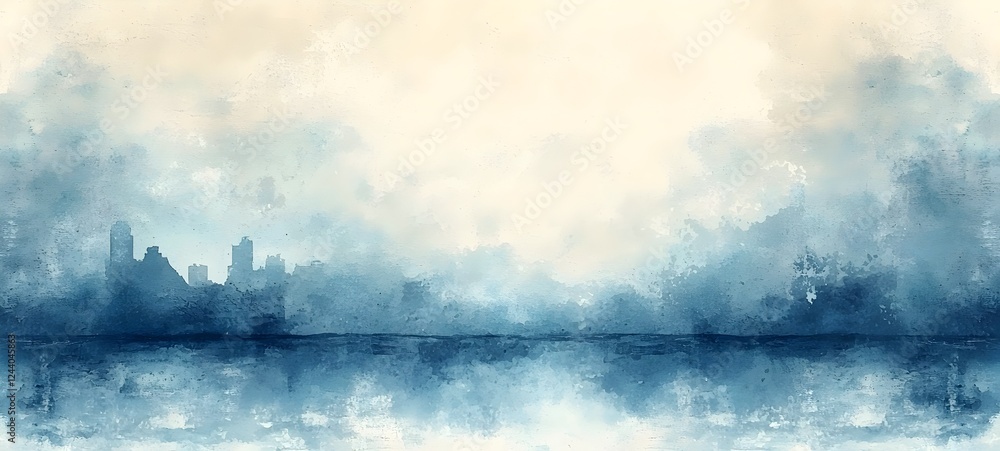 A serene cityscape watercolor painting featuring soft shades of blue and beige, creating a tranquil atmosphere with blurred outlines of buildings in the distance. A serene cityscape watercolor painting featuring soft shades of blue and beige, creating a tranquil atmosphere with blurred outlines of buildings in the distance.