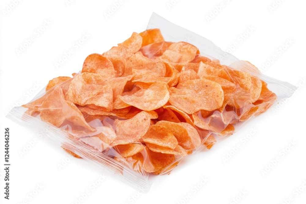 A bag of potato chips sits on a table, perfect for snacking or as a prop for your still life photography A bag of potato chips sits on a table, perfect for snacking or as a prop for your still life photography