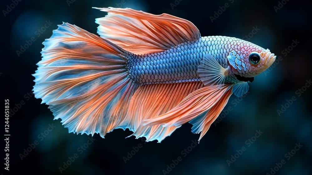 Vibrant Betta Fish Swimming Gracefully in a Colorful Aquarium Setting Vibrant Betta Fish Swimming Gracefully in a Colorful Aquarium Setting