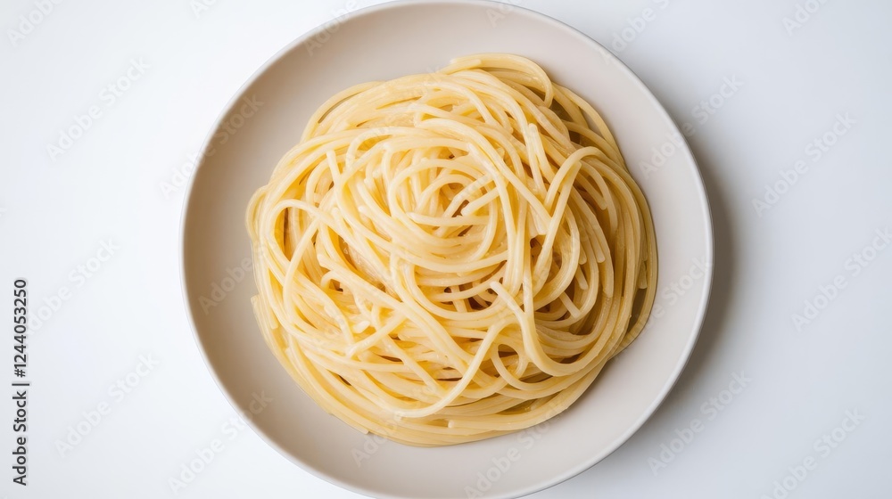 A plate of spaghetti aglio e olio, minimalist Italian dish, hyper-realistic details, soft golden hues, isolated on white background A plate of spaghetti aglio e olio, minimalist Italian dish, hyper-realistic details, soft golden hues, isolated on white background