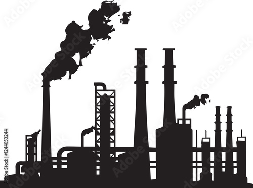 Industrial units black silhouette factories