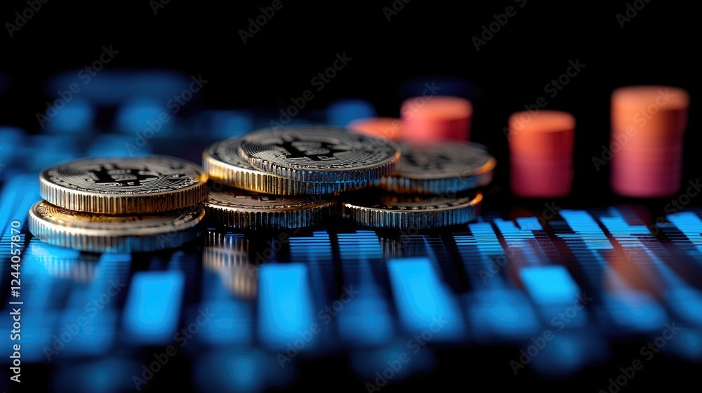 A close-up of coins on a digital background, symbolizing cryptocurrency and finance trends. A close-up of coins on a digital background, symbolizing cryptocurrency and finance trends.