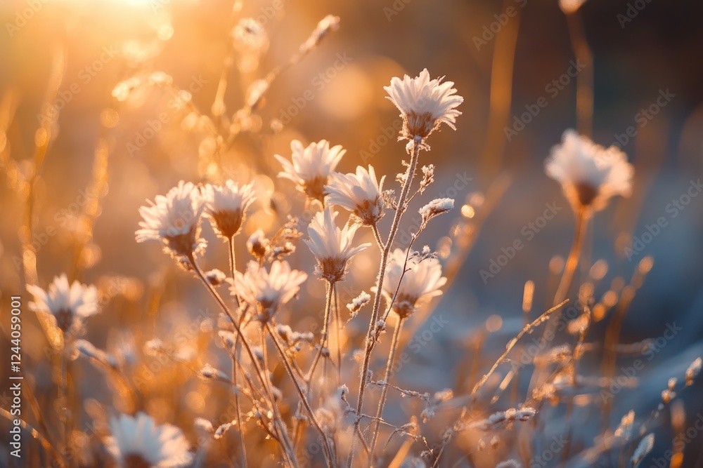 A close-up view of a variety of flowers growing in a field