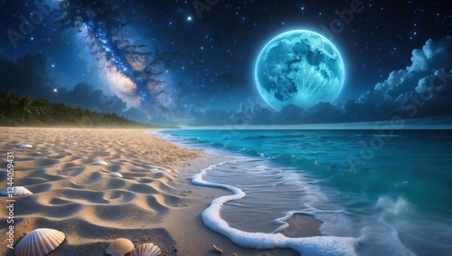 Beautiful sea and planets